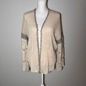 Elegant Cream and Gray Women's Cardigan
